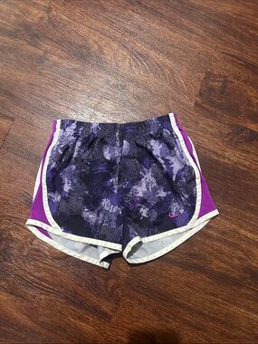 Nike Purple and Black Patterned Running Shorts with White Trim